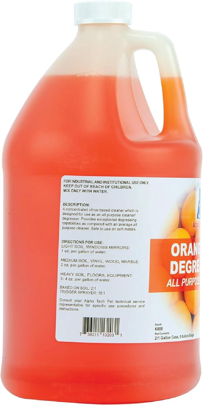 Orange HD Degreaser - Citrus Heavy Duty Degreaser and Cleaner for Tough Stains and Grease, Fast-Acting, Non-Corrosive Cleaner, 1 Gallon by Alpha Tech Pet
