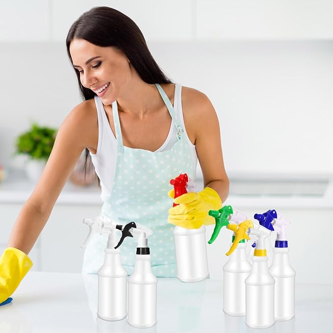 Eccliy 12 Pcs 16 Oz Plastic Spray Bottle, Adjustable Empty Reusable Sprayer for Cleaning, Planting, Water, Bathroom and Kitchen, BBQ, Commercial and Residential(Multicolor,Original)