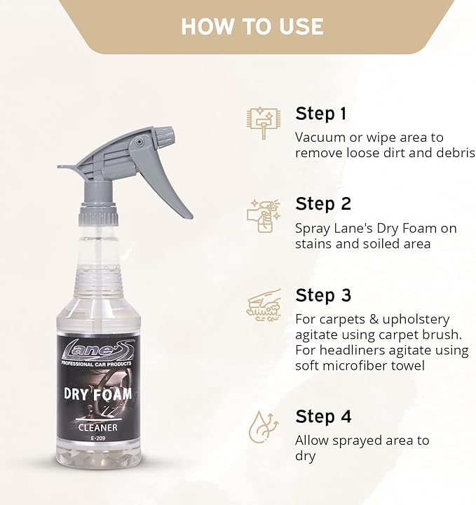 LANE'S Carpet Cleaner Spray- Carpet Cleaner Foam, Removes Odor, Fights Tough Dirt and Stains, Professional Grade Cleaning Spray- 32 Oz