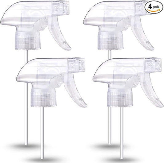 Spray Bottle Nozzles Plastic Heavy Duty Stream Trigger Spray Nozzle Replacement Head Leak Proof Water Bottle Spray Nozzles Adjustable Head Sprayer 4 Pcs (clear)