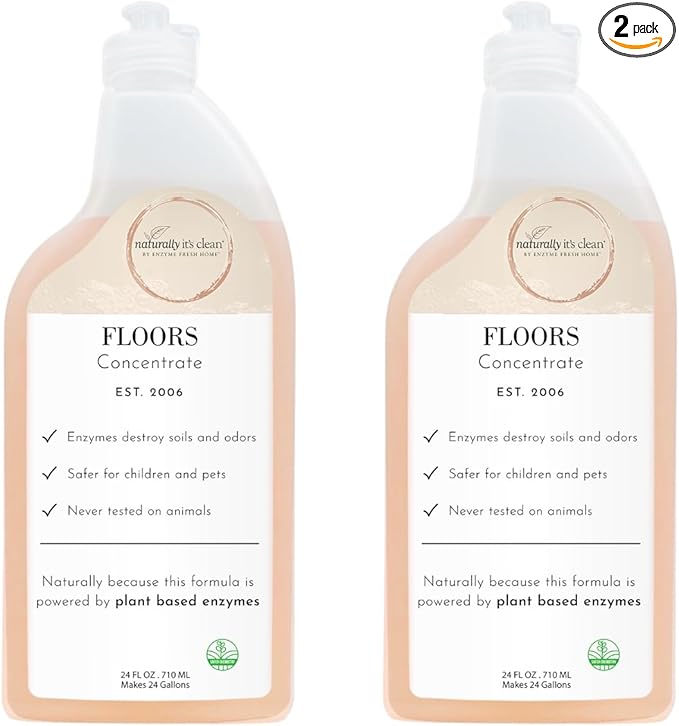 naturally it's clean Floor Enzyme Floor Cleaner | 24 Gallon Rinse Free Concentrate | 2 Pack