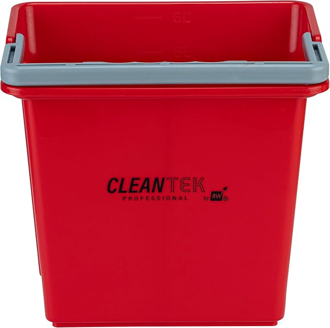 Restaurantware-Clean Tek Professional 6 Quart Cleaning Bucket, 1 Utility Pail with Handle - Heavy-Duty, Portable, Red Plastic Washing Pail, Perfect for Household, Outdoor, Car Wash and More