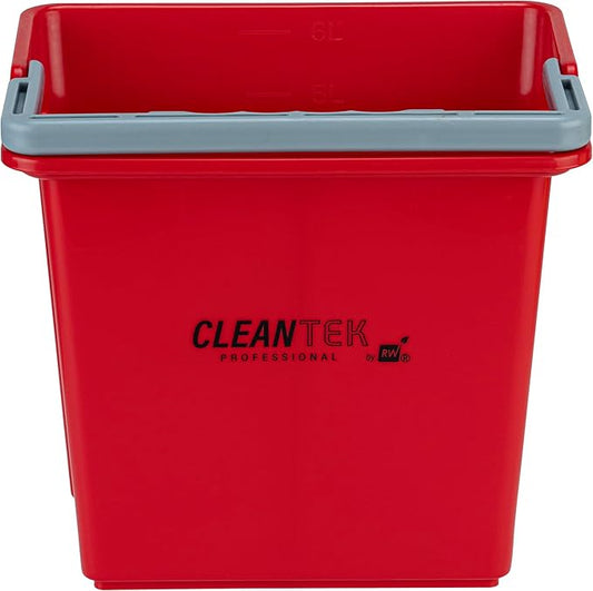 Restaurantware-Clean Tek Professional 6 Quart Cleaning Bucket, 1 Utility Pail with Handle - Heavy-Duty, Portable, Red Plastic Washing Pail, Perfect for Household, Outdoor, Car Wash and More