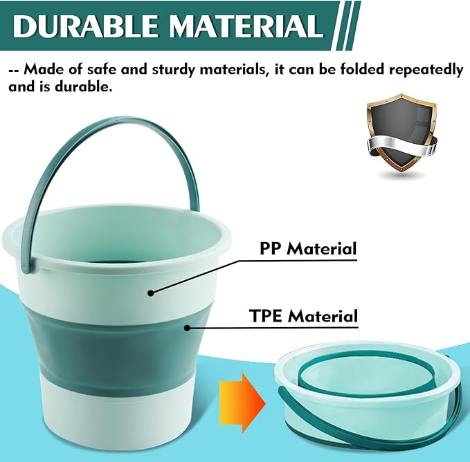 Collapsible Bucket 3PCS 1.3 Gallon/5L Small Plastic Household Cleaning Mop Buckets Foldable Water Bucket for Car Wash Fishing Camping Beach (3PCS)