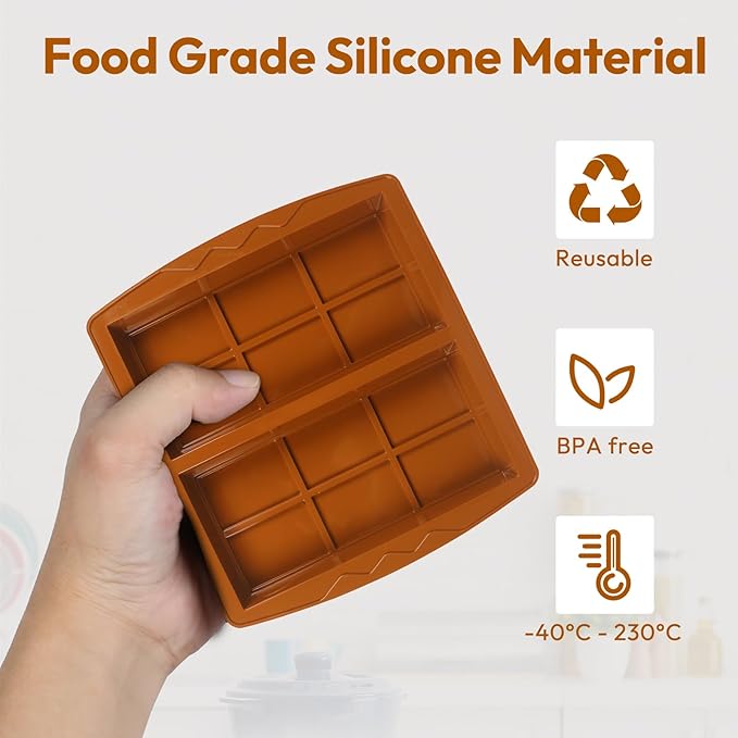 Deep Dubai Chocolate Bar Mold, 2PCS Silicone Chocolate Bar Molds with Scraper, Thick Candy Bar Mold for Baking Homemade Snacks, BPA Free