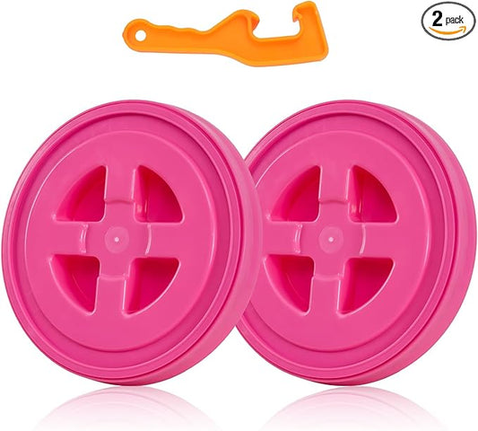 2 Pieces 5 Gallon Bucket Lid with Bucket Lid Opener,Plastic Storage Bucket Leak-Proof Screw Seal Lids,Pet Food Storage Container Lid for Home Paint Storage Buckets