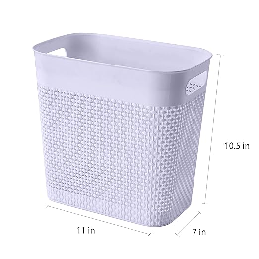 UUJOLY Plastic Small Trash Can Wastebasket, Garbage Container Basket for Bathrooms, Laundry Room, Kitchens, Offices, Kids Rooms, Dorms, (Grey, 3 Gallon)
