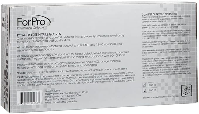 ForPro Professional Collection Disposable Nitrile Gloves, Chemical Resistant, Powder-Free, Latex-Free, Non-Sterile, Food Safe, 4 Mil, Black, Small, 1000-Count