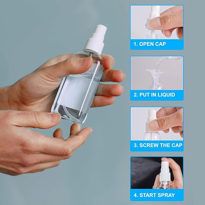 3 Pack 2 OZ Clear Glass Spray Bottles Empty Refillable Bottle is Great for Essential Oils, Plants, Cleaning Solutions, Hair Mister - Mini Spray Bottle - Refillable & Reusable Sprayer.