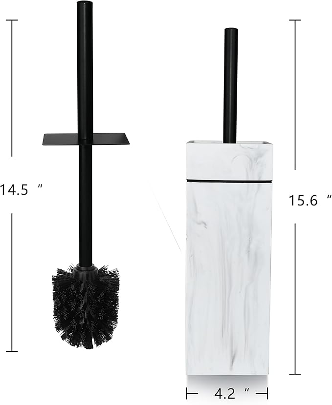 Black Line Design Resin Toilet Bowl Holder and Brush Set, Stylish Bathroom Cleaning Tool with Durable Bristles, Compact and Functional