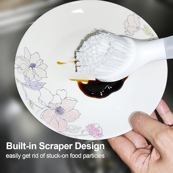 CELOX Dish Soap Brush with Soap Dispenser for Dishes, Pans, Sink, Pots