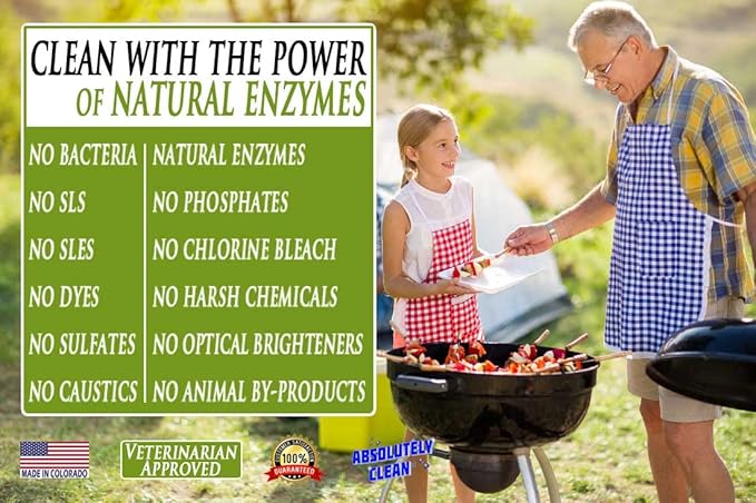 Absolutely Clean IT JUST WORKS GREAT as Grill Cleaner Spray! - Professional Strength, Natural Enzyme Formula - Fast Acting, Fume Free - USA Made (32oz Spray Bottle)