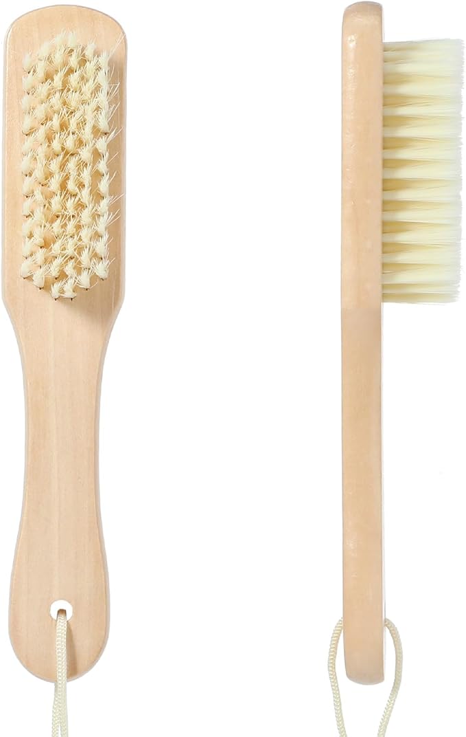 2Pcs Laundry Stain Brush Portable Stain Remover Tool with Soft Bristle Natural Soft Boar Bristle Brushc Small Wood Brush for Home Small Spaces Shoes Clothes Delicate Fabric Knits Cotton Linen Cleaning