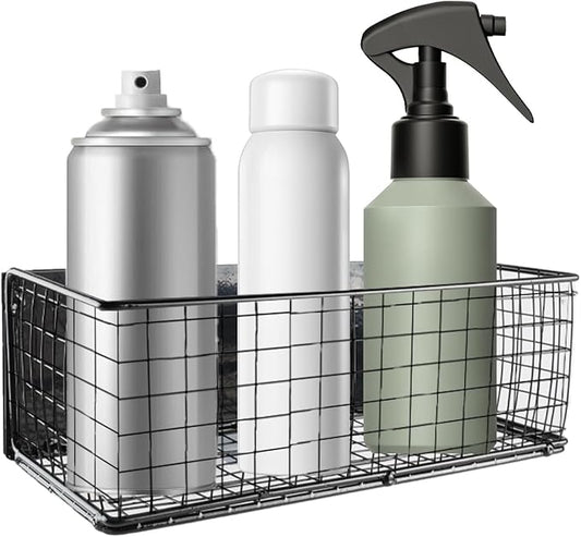 Magnetic Spray Bottle Holder,Spray Can Holder Wall Mount,Truck Tool Box Accessories,Metal Mesh Basket Organizer and Storage for Garage Home Workspace,Black