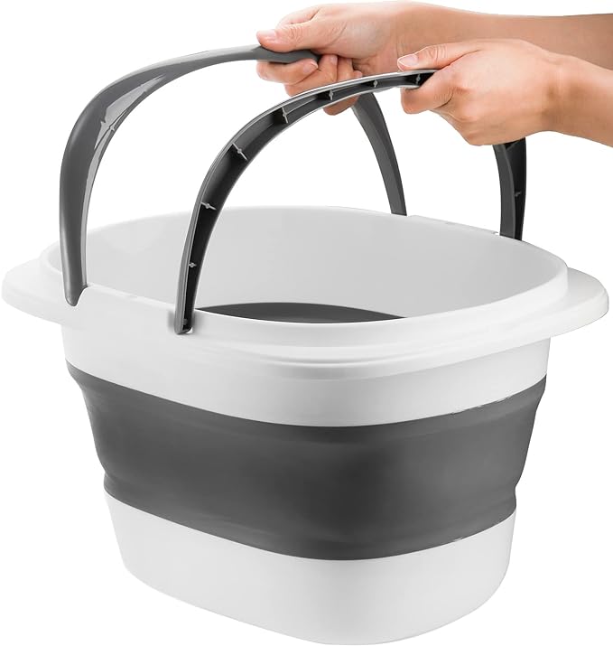 Coloch 2 Pack 16L/4.2 Gallon Collapsible Plastic Bucket, Foldable Mop Bucket Laundry Basket with Handle, Portable Water Pail Space-Saving Bucket for House Cleaning, Car Washing, Fishing, Camping