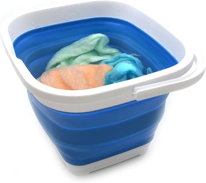 SAMMART 11L (2.9 Gallon) Collapsible Rectangular Handy Bucket (1, Blue)