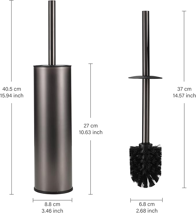 Toilet Brush and Holder Set Premium Material Toilet Bowl Cleaner Free Standing Toilet Bowl Brush and Holder 1pack Gun Grey
