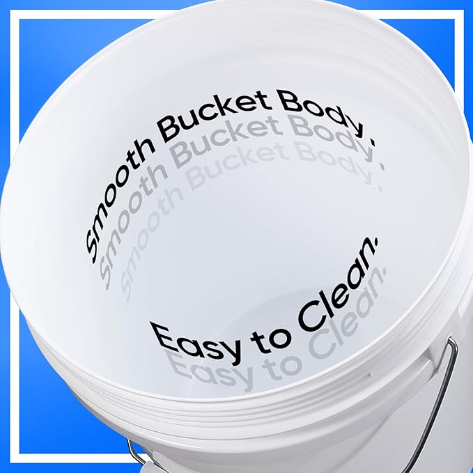 DEMORA 5 Gallon Food Grade Bucket with Screw Lid, Heavy Duty Plastic Buckets Containers for Food Storage, Plastic Pail with Metal Handle for Water Cleaning Paint Gardening, BPA Free (White, 3 Pack)