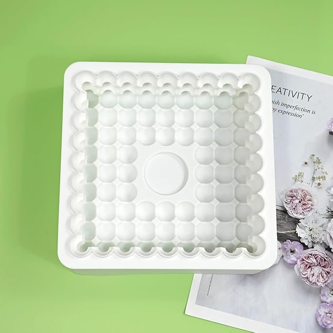 TUKE Square Shaped Silicone Mold Soap Silicone Molds Cake Fondant Baking Molds for Baking Chocolate French Dessert Candy Ice Cube Soap (Square K)