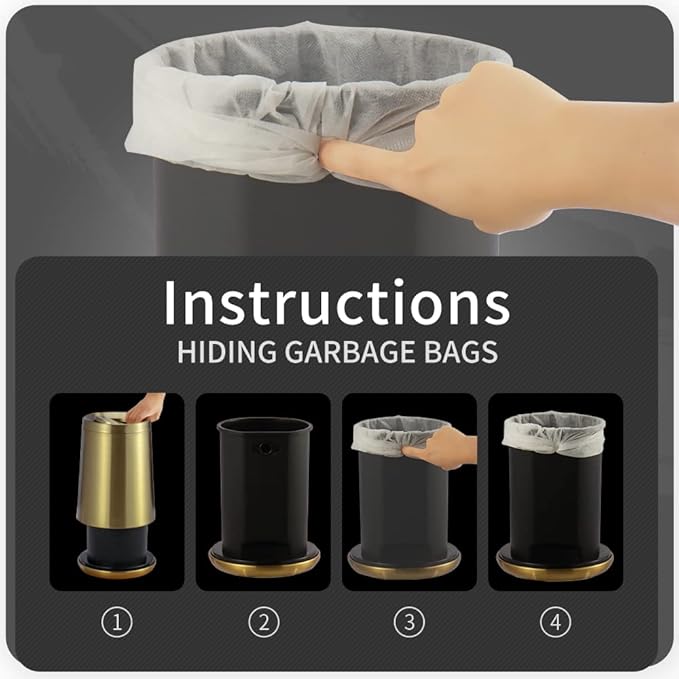 Household Swing White Bathroom Trash Can，Brushed Stainless Steel，10 L/3 Gallen，Garbage Can with Flipping Lid， for Indoor or Commercial Use, Kitchen,Modern，Living Room,Bedroom