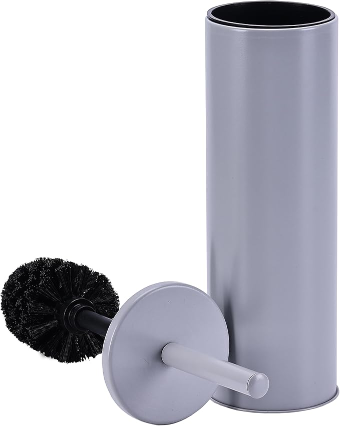 Deep & Sturdy Toilet Bowl Brush with Holder - Durable Scrubbing - Toilet Cleaners - Household Essentials - Bathroom Cleaner - Cleaning Supplies - Household Supplies, Matte Gray