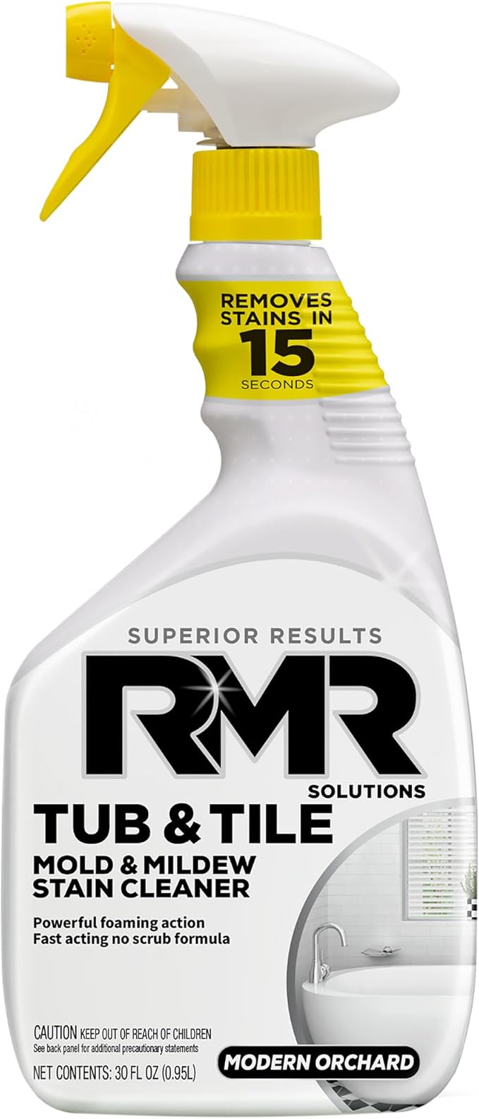 RMR - Tub and Tile Cleaner, Mold & Mildew Stain Remover, Industrial-Strength, No-Scrub Foam Cleaner, Modern Orchard Scent, 30 Fl Oz