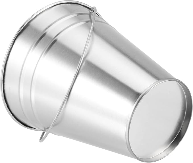 SINJEUN 30 Pack 4.5 x 5 Inch Galvanized Metal Buckets, Silver Metallic Pails with Handle, Mini Tinplate Tin Pails for Craft, Ice, Candy Snack, Flower Decoration
