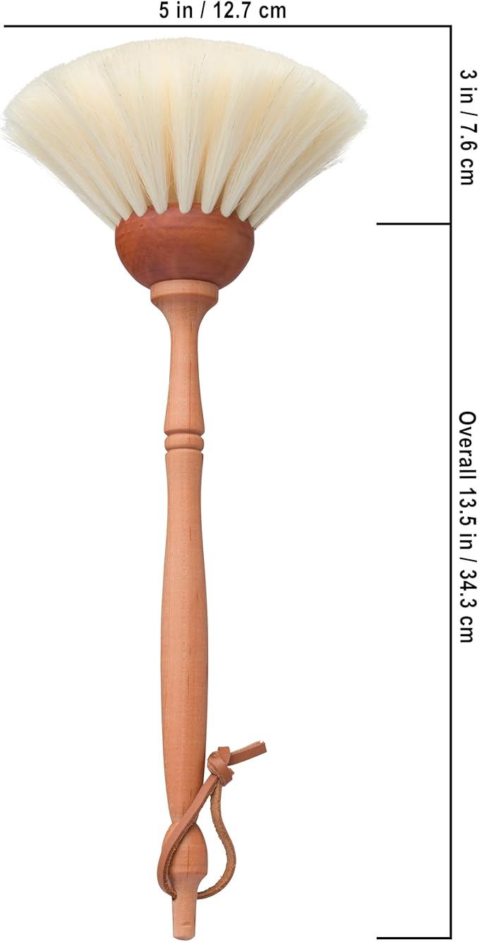 REDECKER Goat Hair Dust Brush with Oiled Pearwood Handle, 13-1/2 inches - Natural Bristle Duster Cleans Delicate Surfaces, Hanging Loop for Storage - Goat Hair Dusting Brush Made in Germany