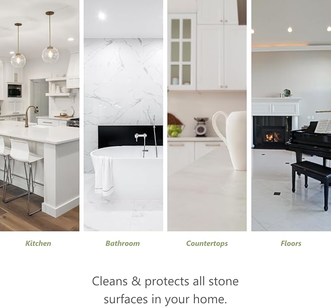 MORE Stone & Quartz Cleaner + Protector - Water Based Formula for Natural Stone and Quartz Surfaces (Pint 16 oz - Twin Pack)