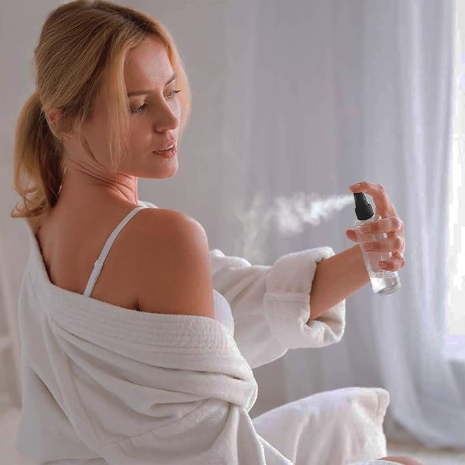 Yebeauty Empty Spray Bottles for Essential Oils, 3.4oz Refillable Clear Plastic Misting Spray Bottles Atomizer Fine Mister Spray Bottle for Beauty Products, Cleaning, Pack of 2