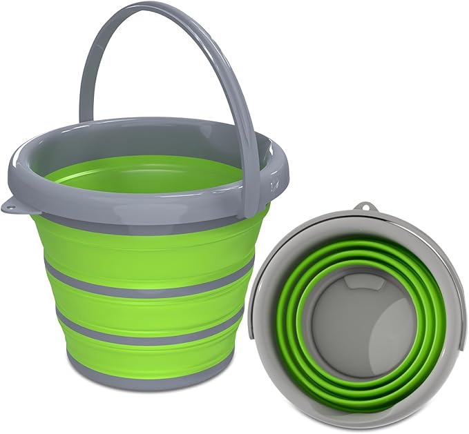 Collapsible Bucket with Handle - 10L (2.6 Gallon) Portable Water Bucket for Car Wash Household Cleaning,for Outdoor Garden Camping Fishing Car Wash Space Saving- Green