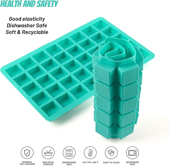 Sakolla 2 Pack Caramel Candy Molds, 40 Cavities Square Cube Silicone Molds for Chocolate, Candy, Ice Cubes, Gummy, Ganache, Jelly, Truffles
