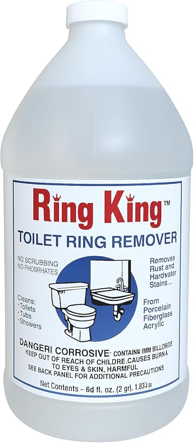 Ring King Toilet Bowl Cleaners | 64oz Toilet Bowl Cleaner Liquid Fast Acting Bathroom Cleaner For Calcium, Water, Rust, Red Clay & Lime Stains – No Scrubbing