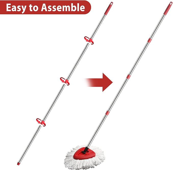 4-Section Spin Mop Replacement Handle- 2.5-5 Foot Mop Replacement Stick Only Compatible with Ocedar Mop Handle EasyWring (Mops Head & Base Not Included)
