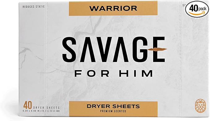Laundry Fabric Softener Dryer Sheets for Men - Premium Scented Dyer Sheets - Warrior Scent - No Plastic Jug - Compact & Travel-Friendly - 40 Sheets