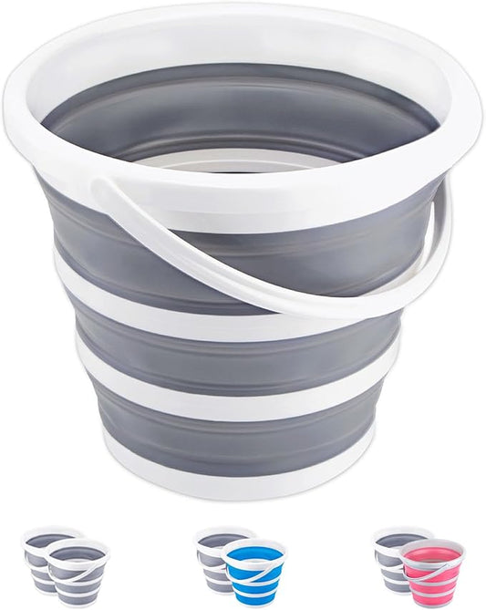 Collapsible Bucket 10L 2.6 Gallon Cleaning Bucket Mop Bucket Folding Foldable Portable Small Plastic Water Supplies for Outdoor Garden Camping Fishing Car Wash Space Saving