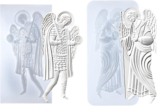 Art Molds for Polyclay Air Dry Clay Plaster, 2 Carved Archangel Symbols