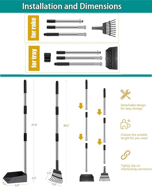 Dog Poop Trash Can Outside with Metal Rake & Tray – 20L Outdoor Pet Waste Bin with Foot Pedal Lid & 100 Bags – Waterproof Odor Control Heavy Duty Pooper Scooper for Yard & Large Dogs