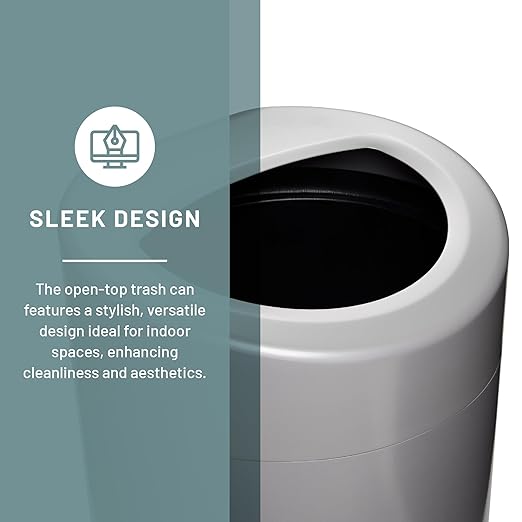 Safco Open Top Trash Can, 30 Gallon Stainless Steel Modern Garbage Can for Indoor Use, Silver
