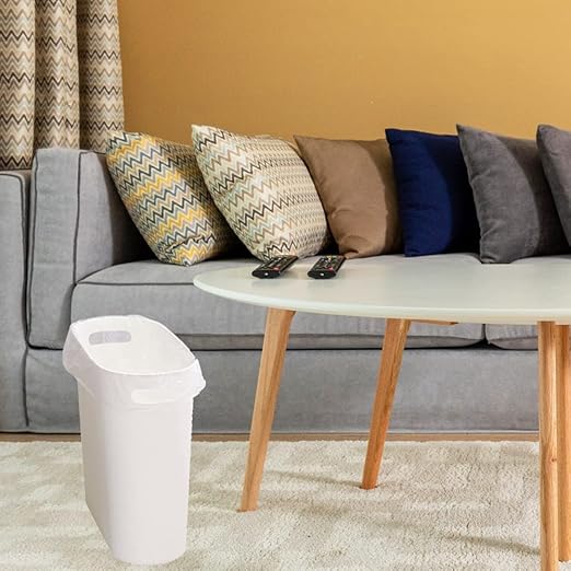 Small Trash Can Plastic Bathroom Wastebasket 3.2 Gallon Slim Garbage Container Bin with Handle for Home Kitchen Bathroom Bedroom Office, 2 Pack (White)