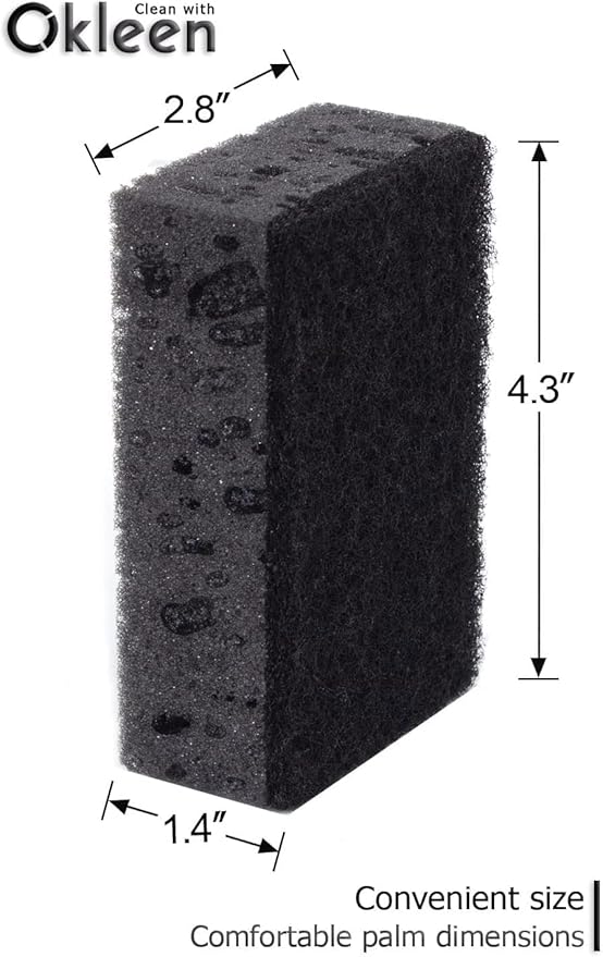 Black Scrub Sponges. Made in Europe. 9 Pack, 4.3x2.8x1.4 inches. Heavy Duty and Non Scratch Fiber. Kitchen Sponges Pack with No Smell. for Dishes and Household Washing