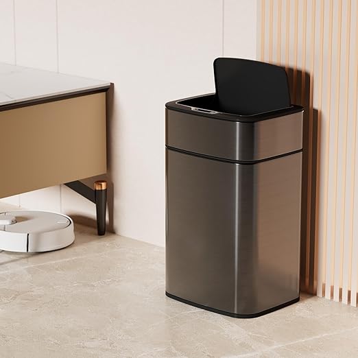 Motion Sensor Kitchen 2.7 Gallon Trash Can, 10 Liter Automatic Touchless Bathroom Waste Bin, Stainless Steel & Dog Proof Design Bedroom Essentials