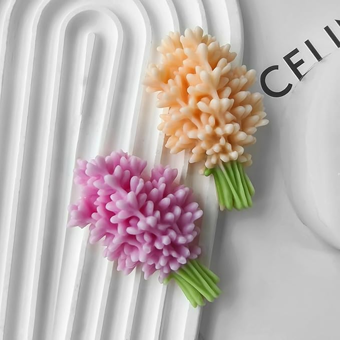 3D Flower Bouquet Candle Soap Silicone Molds Fondant Chocolate Candy Cake Decorating Mould Resin Clay Baking Pastry Tools (Lavender)