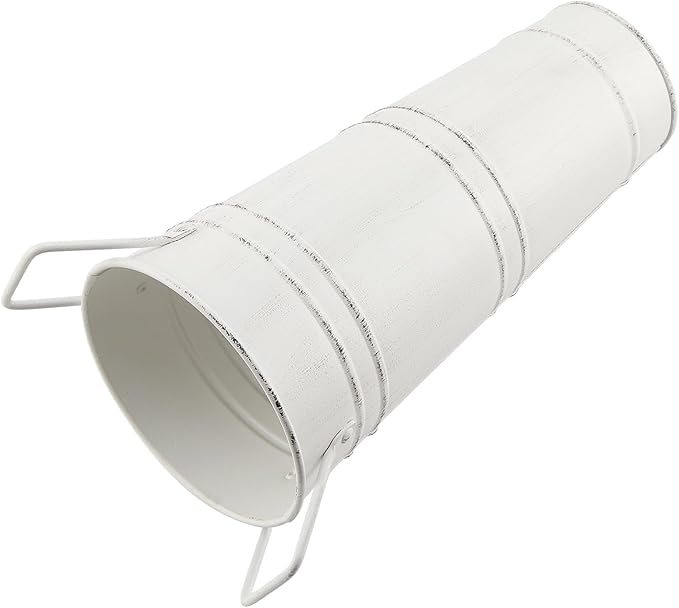 8 Pack 9 Inch Tall Galvanized French Flower Bucket, White Farmhouse Vintage Metal Vases with Handle for Flower Arrangements