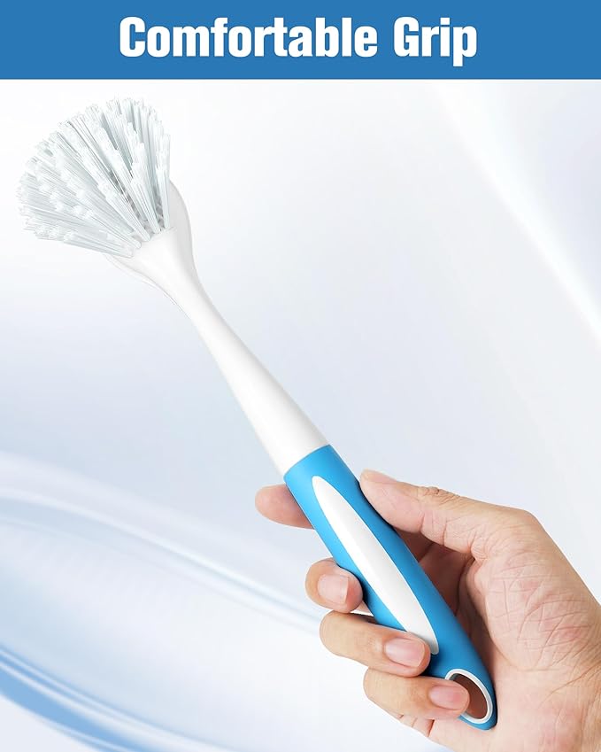 Dish Brush, Dish Scrubber & Kitchen Scrub Brush for Dishes, Pots, Pans, Sink, Cast Iron, Blue 4 Pack