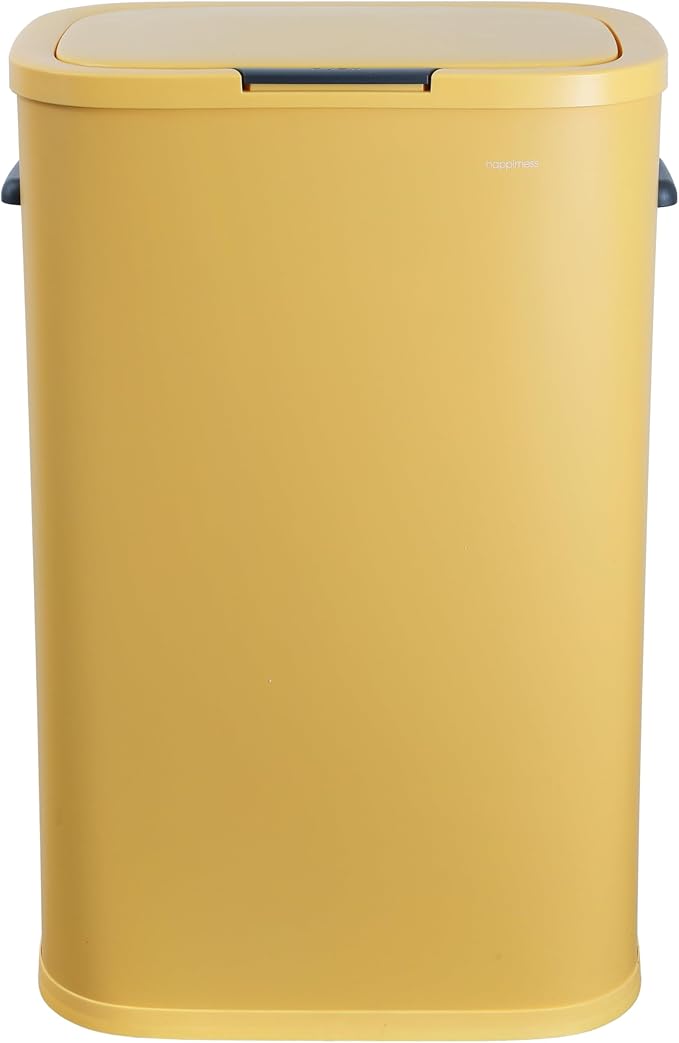 happimess HPM1017L Tammi Kitchen 14.5-Gallon Slim Metal Push Button Trash Can for Home, Kitchen, Laundry Room, Office, Bedroom, Bathroom, Daffodil Yellow