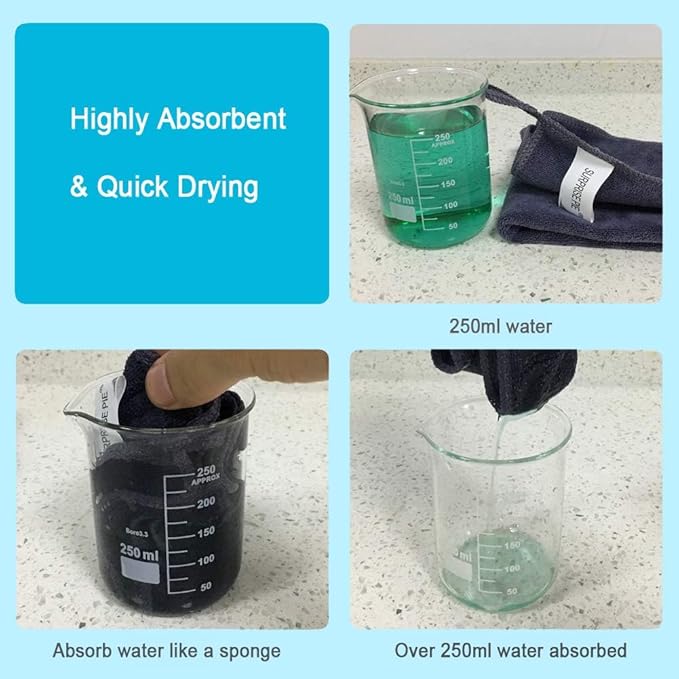 Microfiber Cleaning Cloth Ultra Absorbent & Soft Micro Fiber Cloth for Cleaning for House Kitchen Boat Microfiber Towels for Cars Window Cleaner (12"x12") Grey-6 Pack