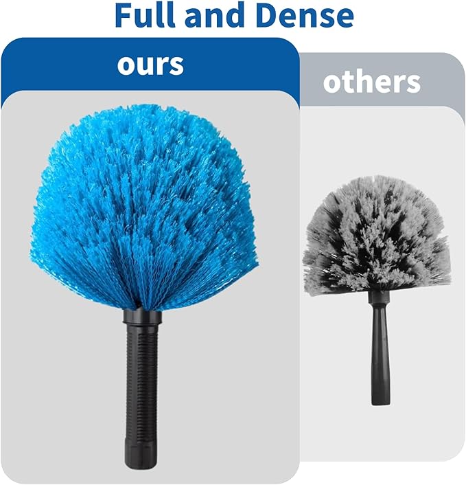 4 Pack Screw on Webster Cobweb Duster Head for Pole,Spider Web Remover Brush, Cobweb Duster Head Attachment,Fits Standard 3/4 inch Threaded Poles (4, Blue)