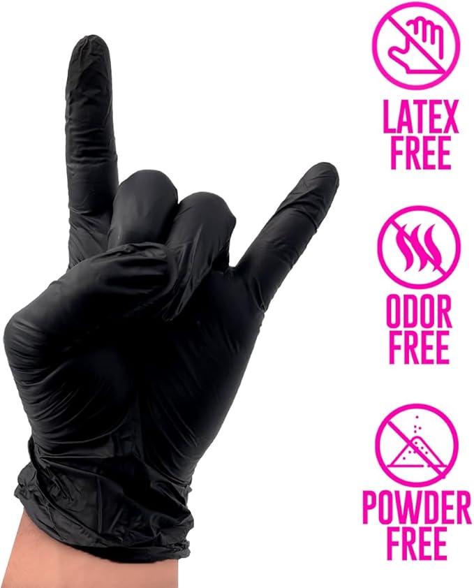 Colortrak Disposable Vinyl Gloves, Single-Use, Latex-Free, Powder-Free, Ambidextrous, Black
