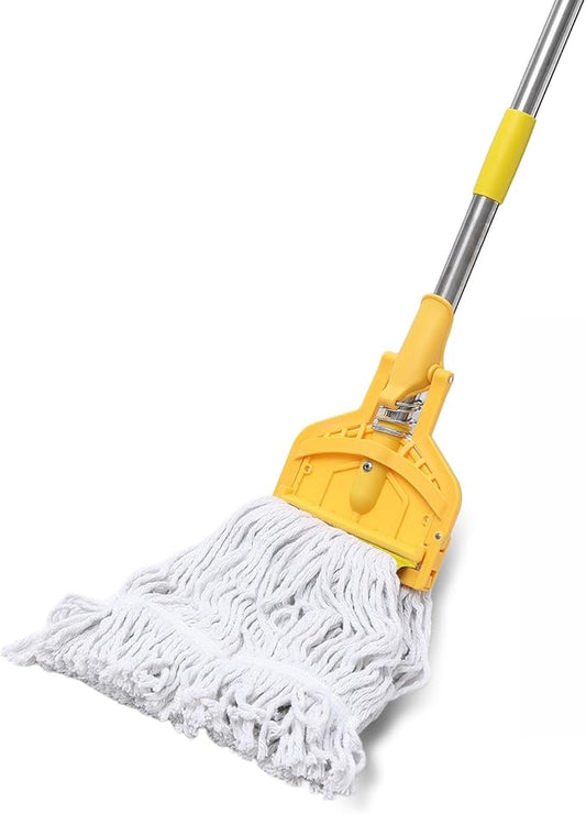 61 Inch Commercial Cotton Mop for Floor Cleaning with Long Handle Heavy Duty Industrial Mop Stick for Garage Warehouse Office Home,1 Pack